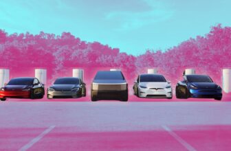 Tesla’s Mannequin S, Mannequin 3, Mannequin X, Mannequin Y, and Cybertruck in contrast